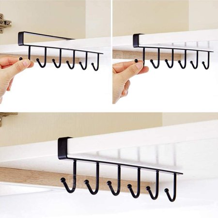 6-Hook Under-the-Shelf Hanging Organizer (2 PCs)