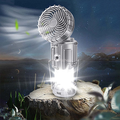 6-in-1 Portable Solar LED Lantern with Fan - Homie Mart