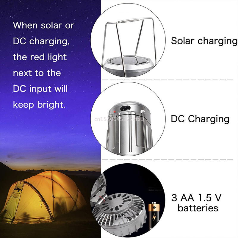 6-in-1 Portable Solar LED Lantern with Fan - Homie Mart