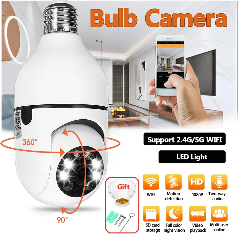 Bulb Security Wireless Camera 360°Rotational View - Homie Mart